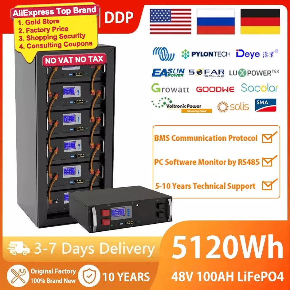 48V LiFePO4 100Ah 200Ah Lithium Battery Pack