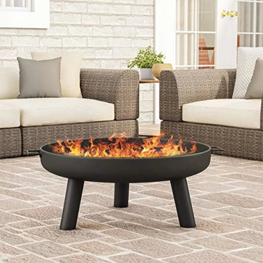 Pure Garden Outdoor Fire Pit-Raised Steel Bowl