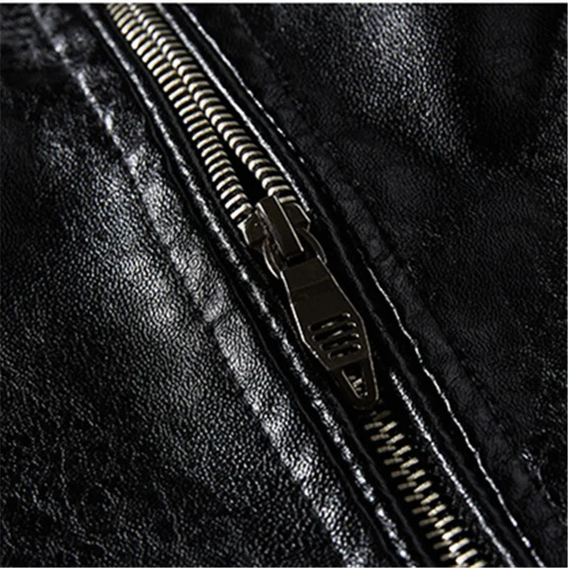 Men's Fleece Leather Biker Jacket
