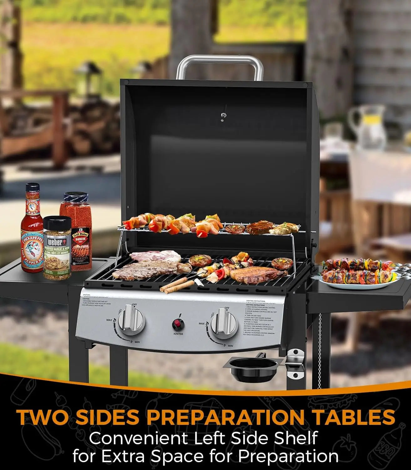 2 Burner BBQ Propane Gas Grill