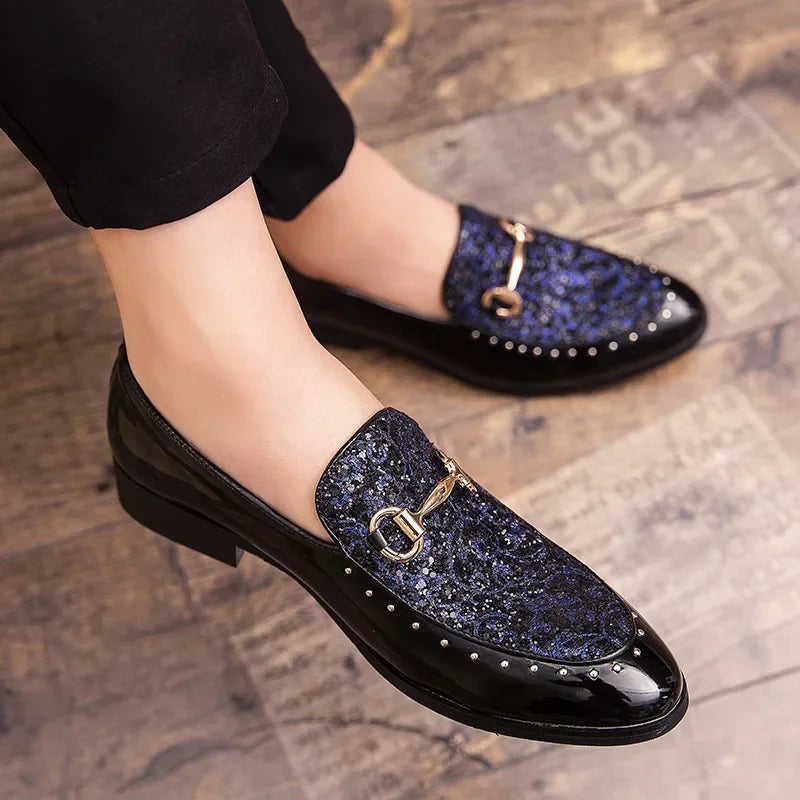 Men Shiny Leather Loafers Shoes