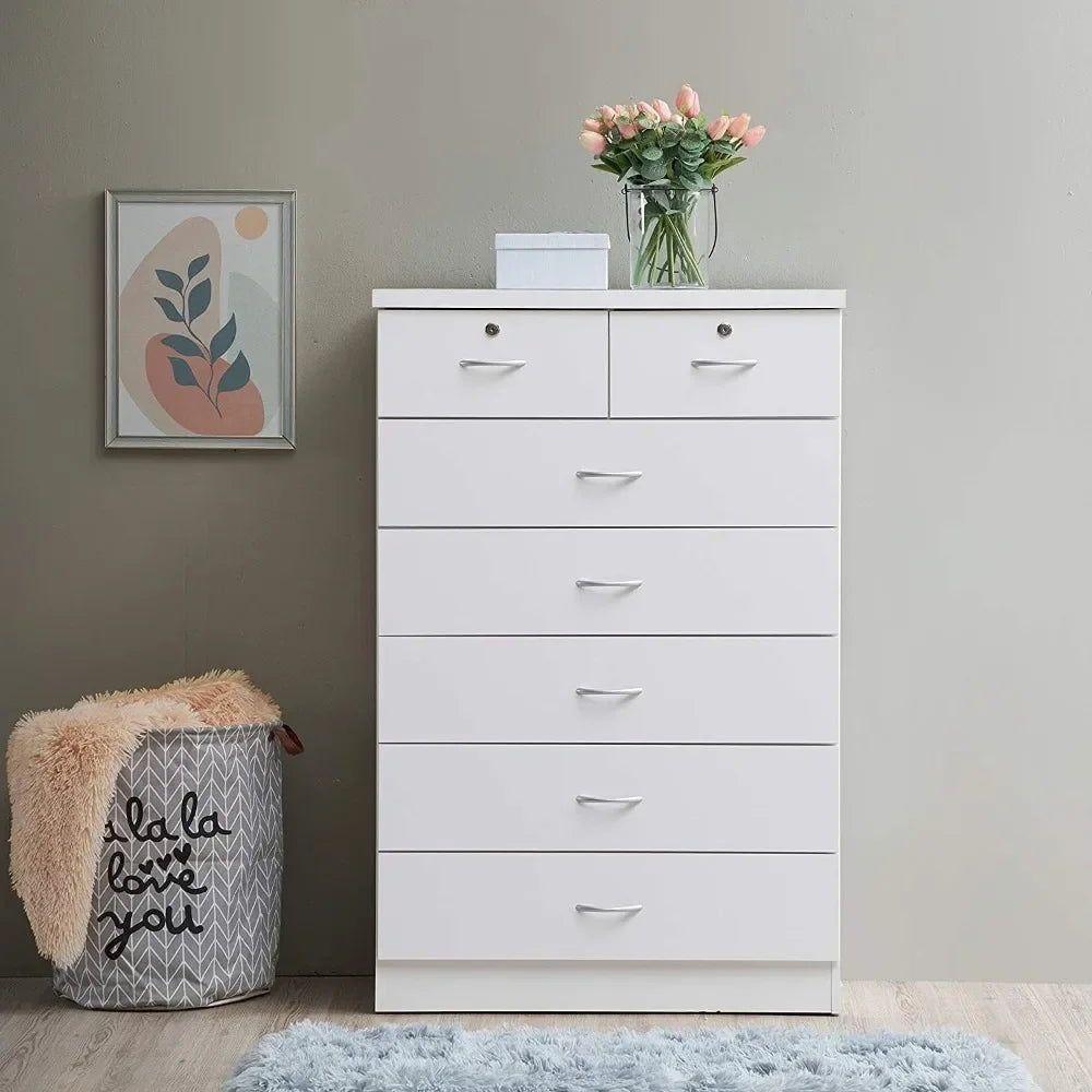 Double-Lock White Drawer Chest