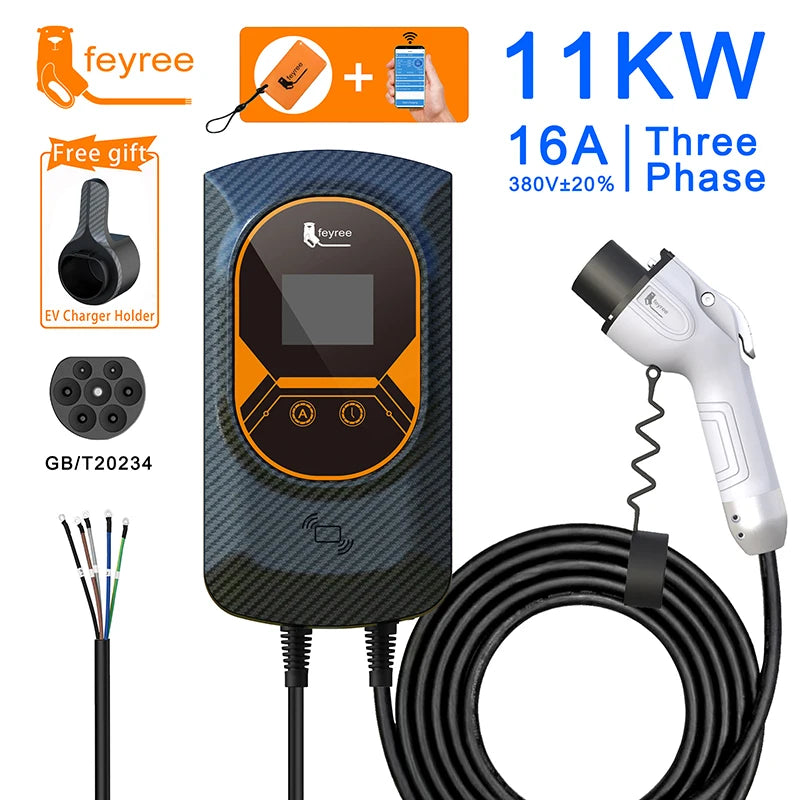 32A 22KW 3Phase 16A 11KW Electric EV Charger