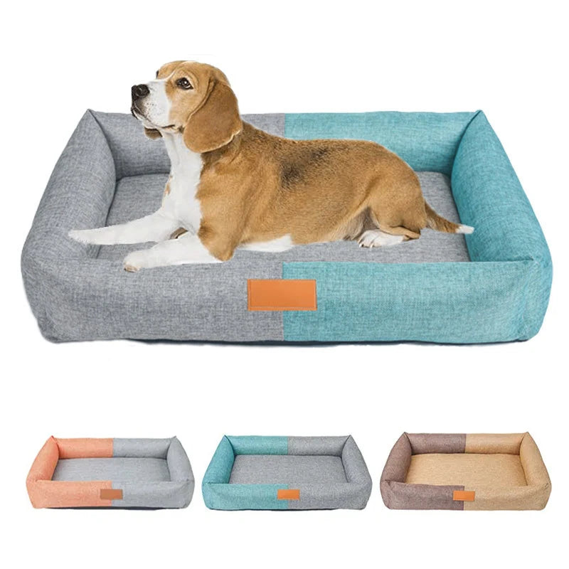 Dog Cotton Linen Material Washable Bed