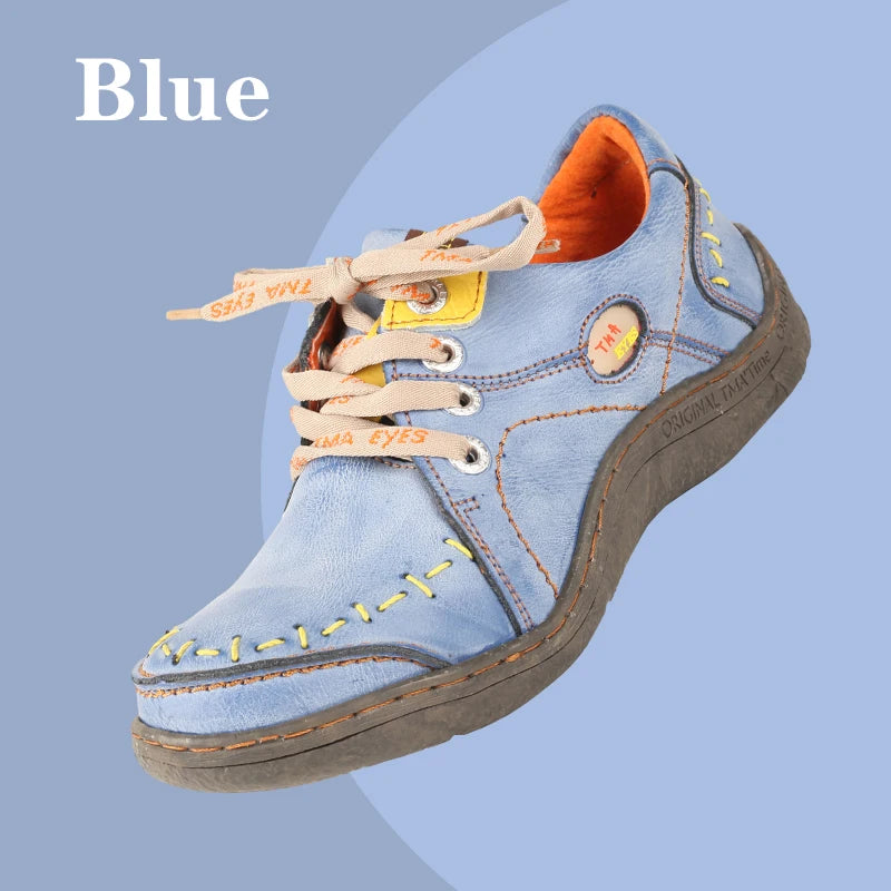 Hand-Stitched Leather Sneakers Shoes