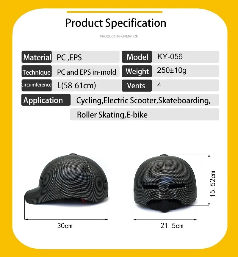 Adult Baseball Cap Electric Bicycle Helmets