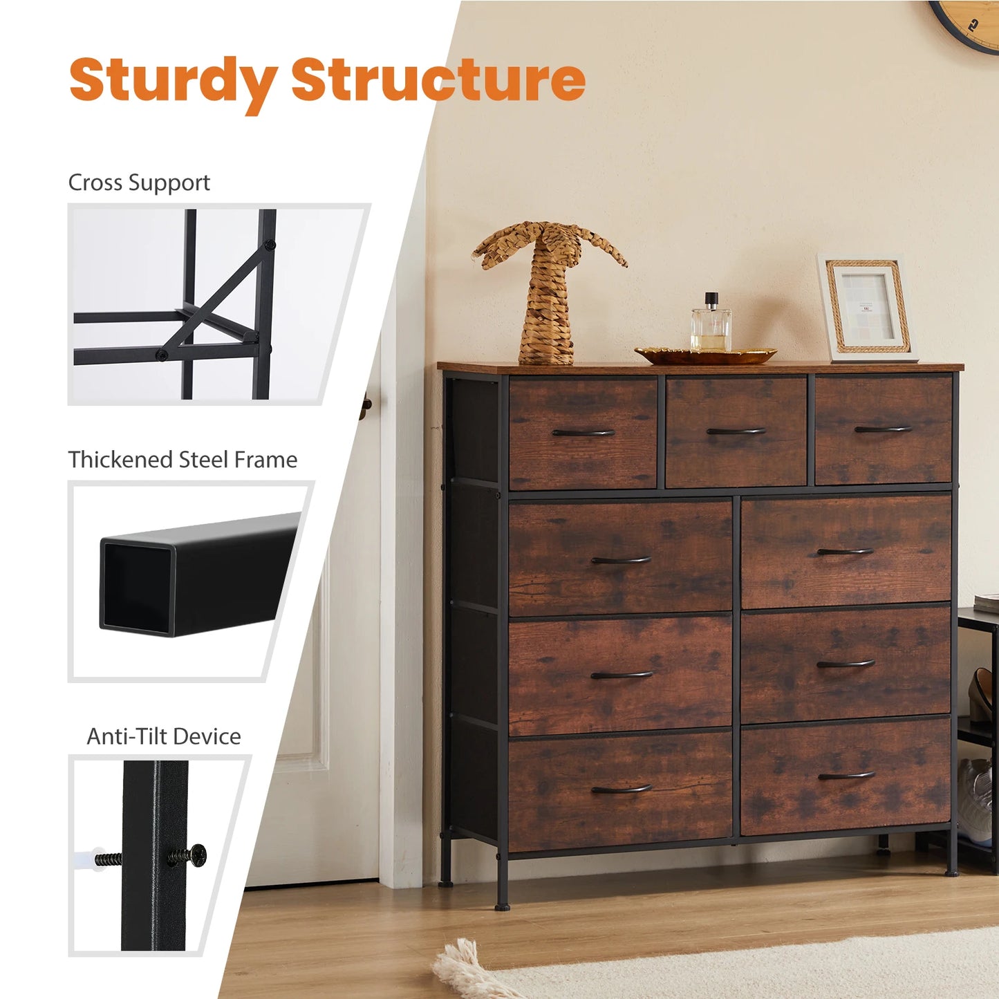 9-Drawer Fabric Storage Dresser
