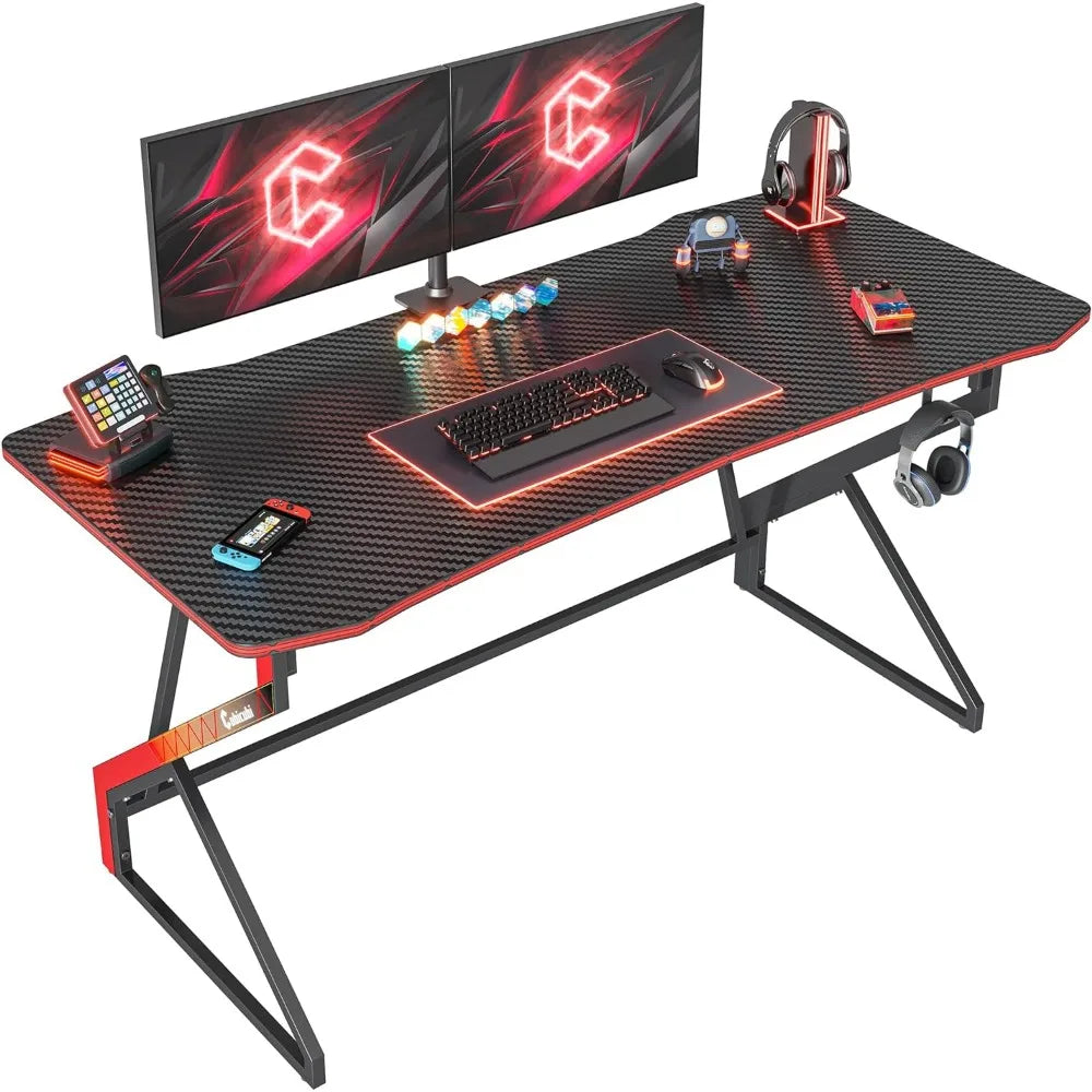 Z Shaped 55 inch Gaming Computer Desk