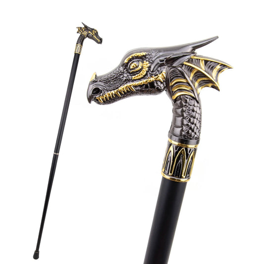 Black Golden Dragon Walking Cane