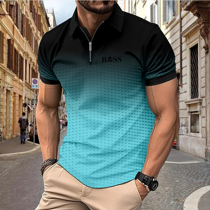 men's printed golf shirt