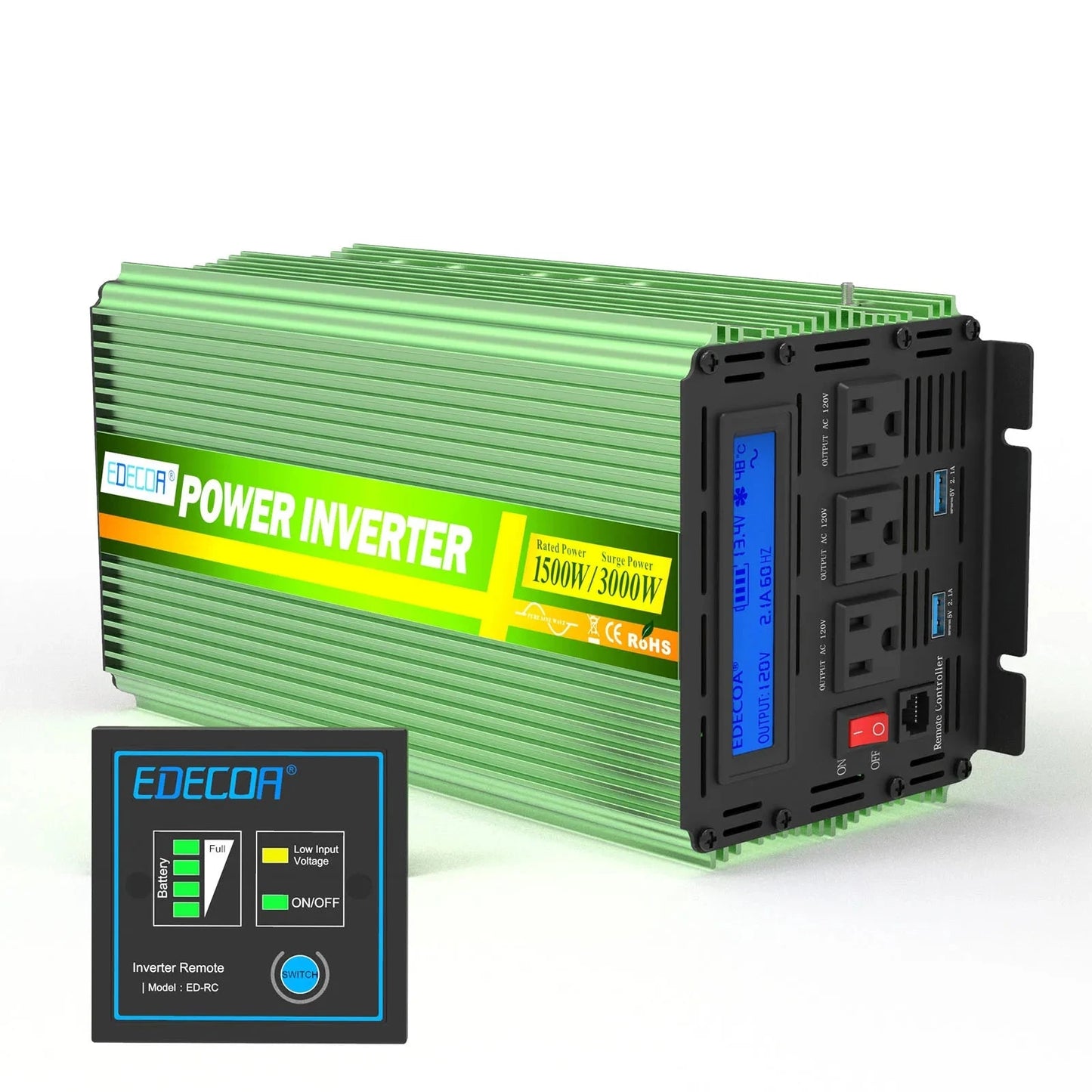 1500W DC 12V to AC 120V 110V 60Hz pure sine wave power inverter