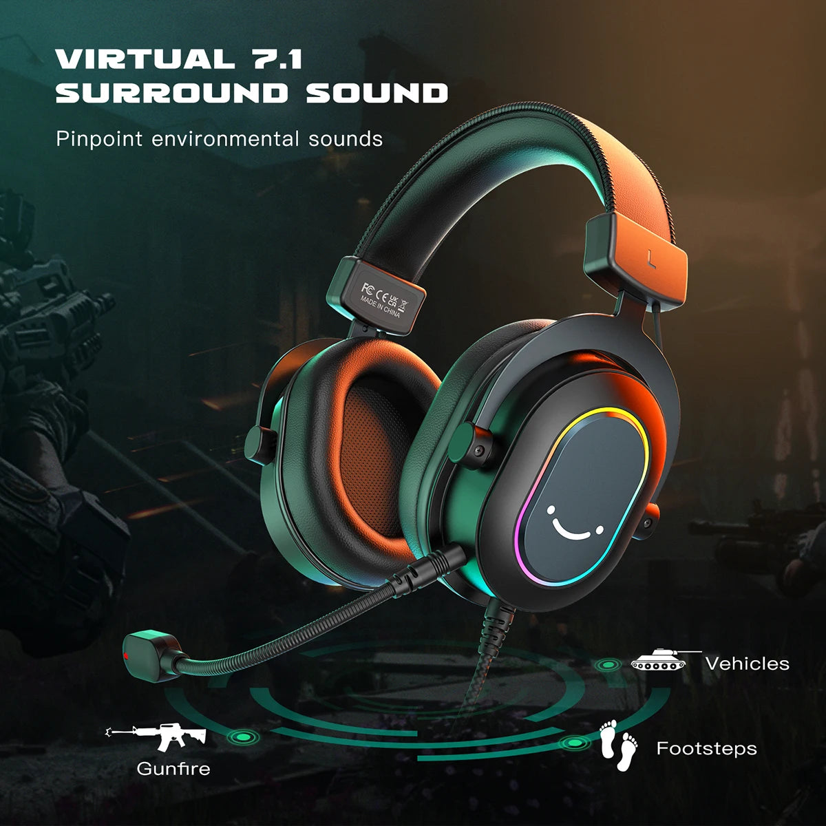 Fifine RGB Gaming Headset with Mic