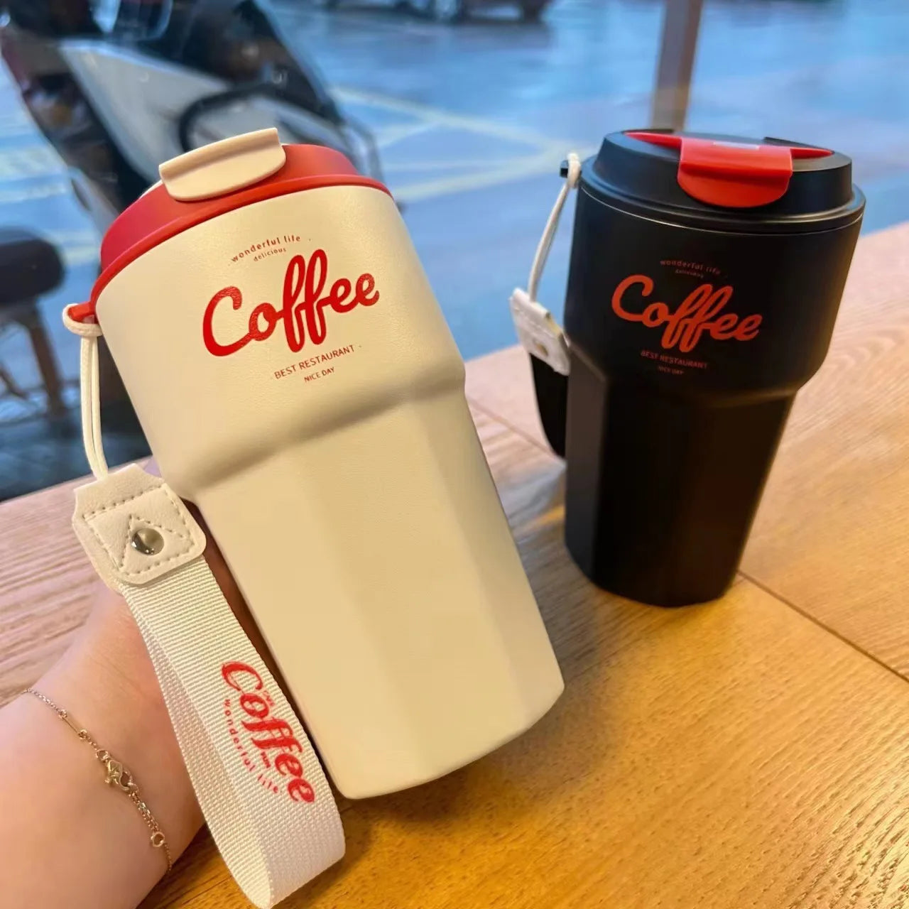 Portable Double Stainless Steel Coffee Mug