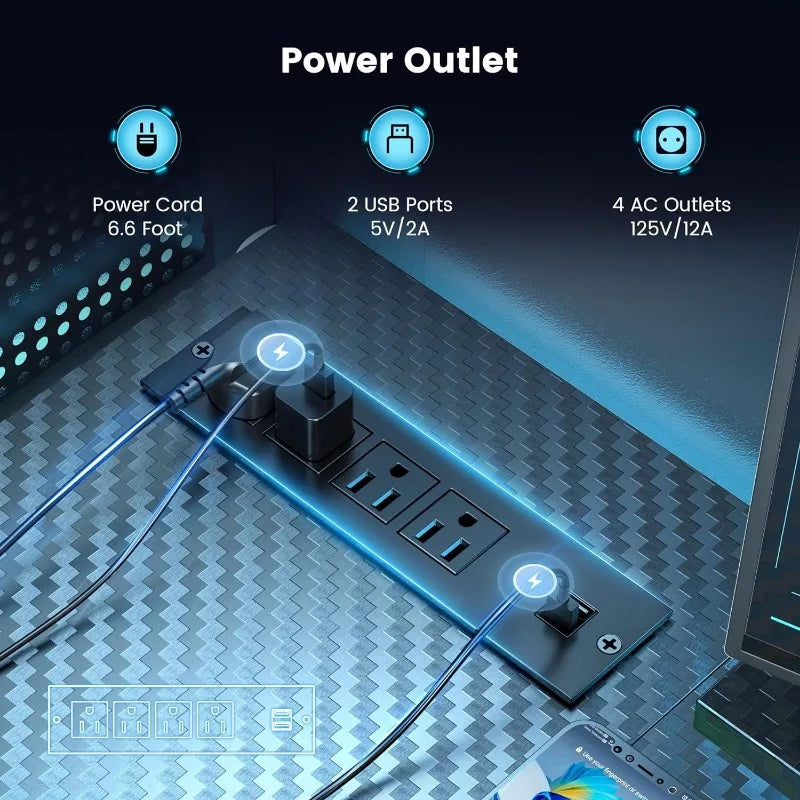 47 inch Computer Desk with LED Lights