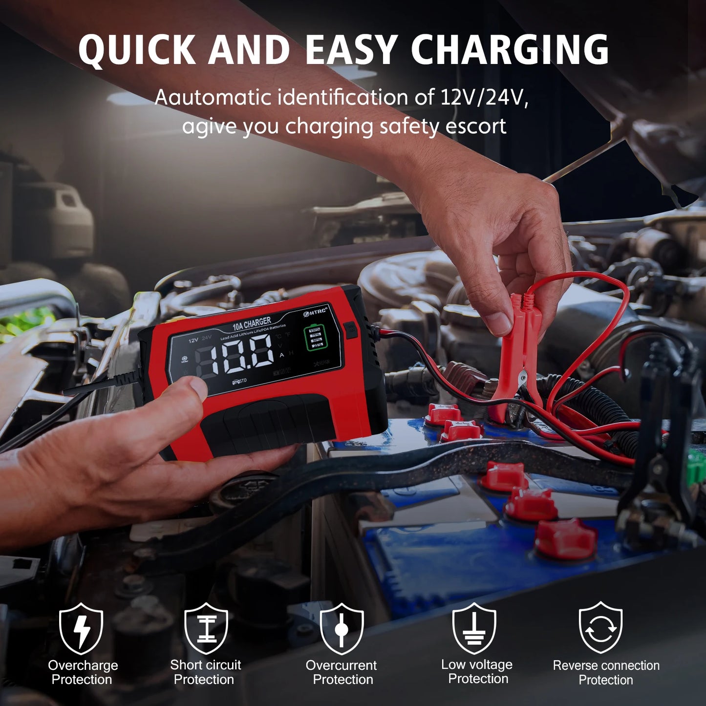 Lithium LiFePO4 10A 12V 24V Battery Charger