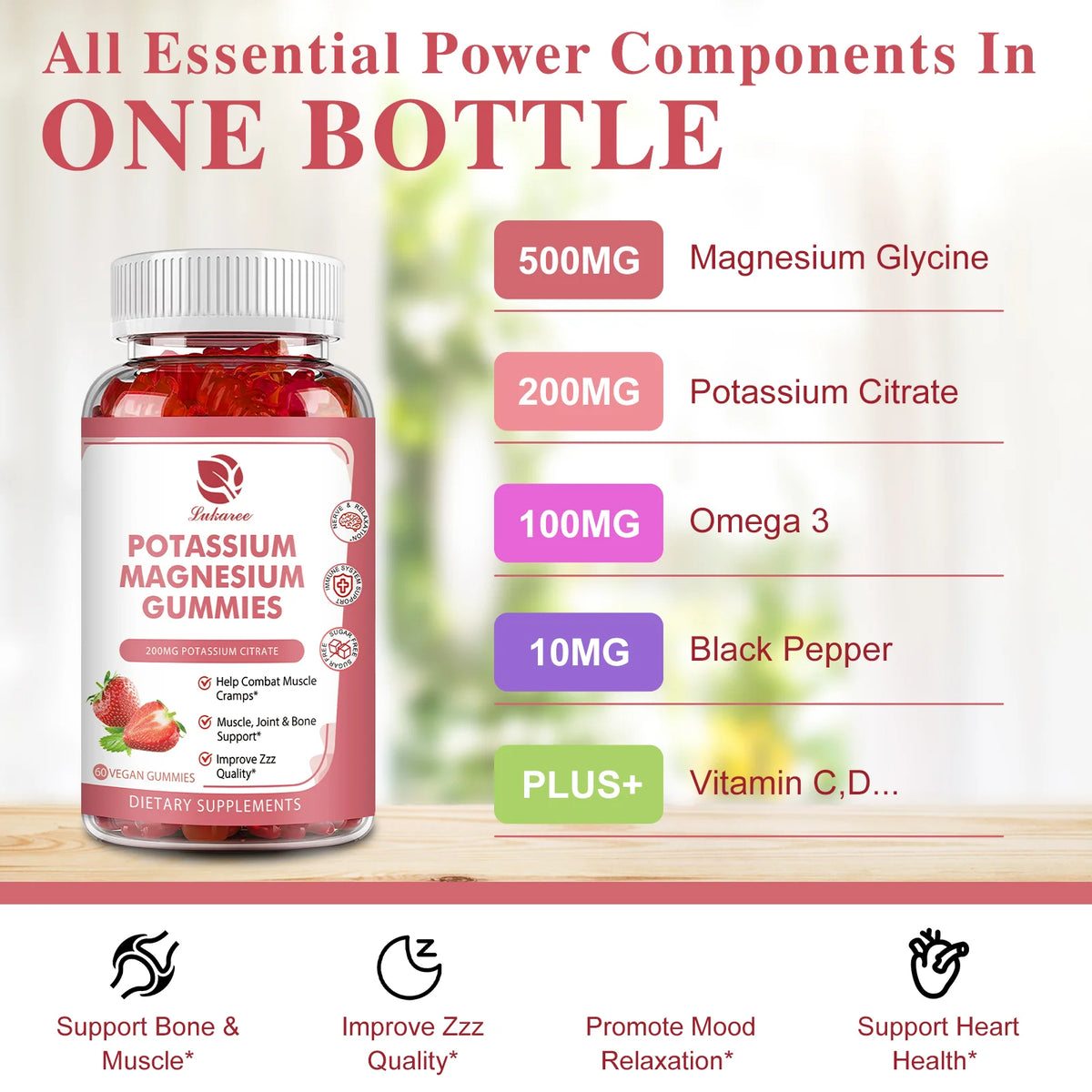 200mg Potassium Magnesium Gummies Magnesium Potassium Supplements for Sleep