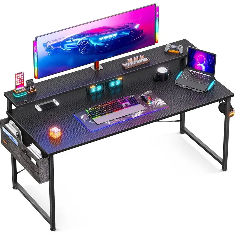 Computer Desk with Adjustable Monitor Shelves