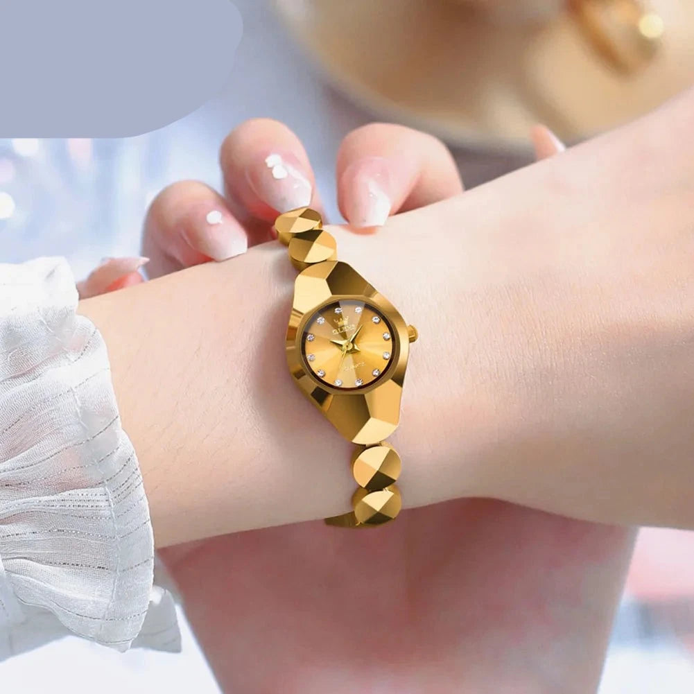 Women Rhombic Mirror Waterproof Wristwatch