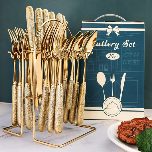Ceramic Handle Knife Fork Spoon Set