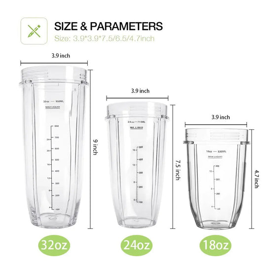 18/24/32OZ Cups for Ninja Blender with Lid