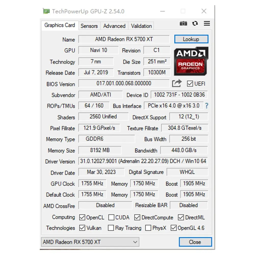RX5700XT 8GB Gaming Graphics Card