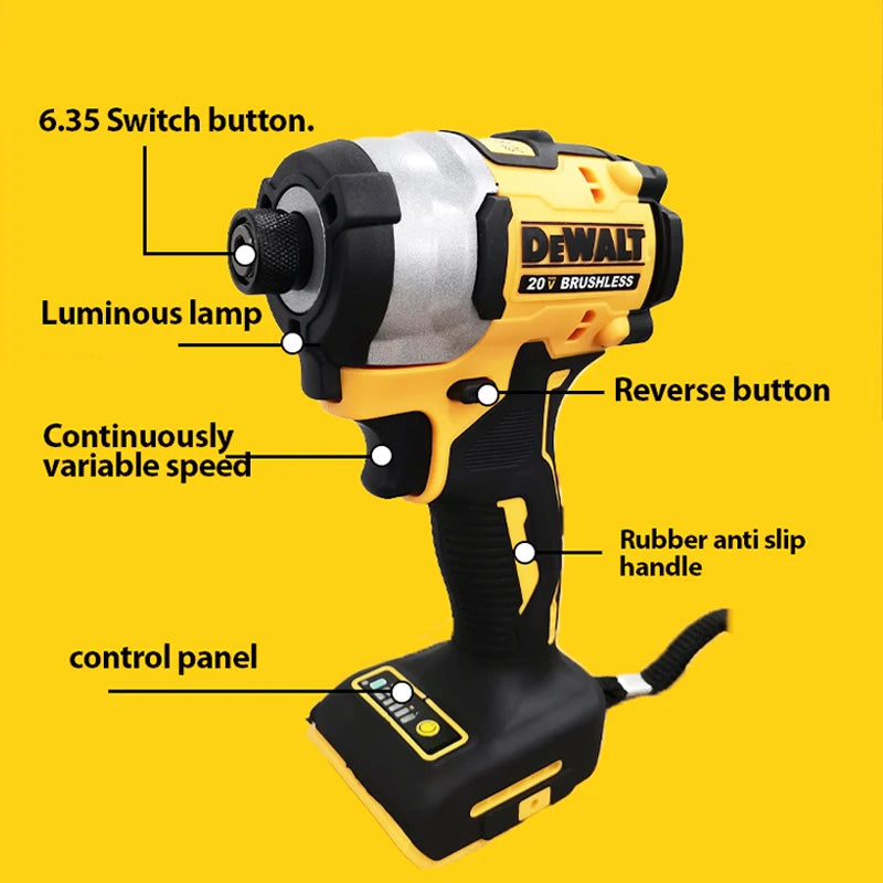 20V Impact Driver 205NM Brushless Motor Cordless Screwdriver