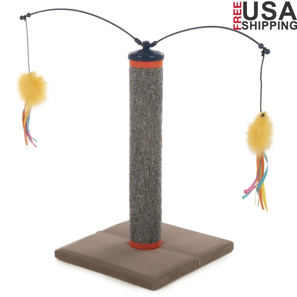 Cat Scratching Post with Interactive Spinning Wand Toys