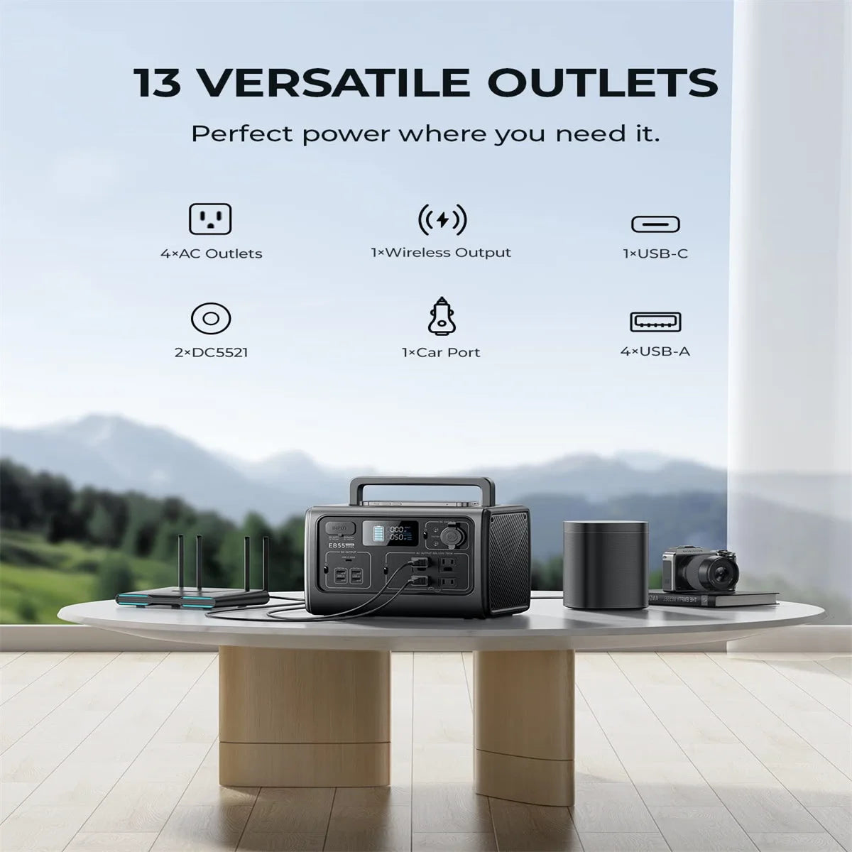 700W 537Wh Portable Power Station LiFePO4 Battery