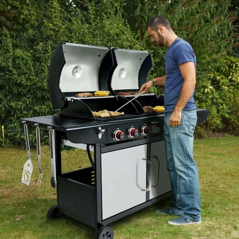 BTU Dual Fuel Gas and Charcoal Grill
