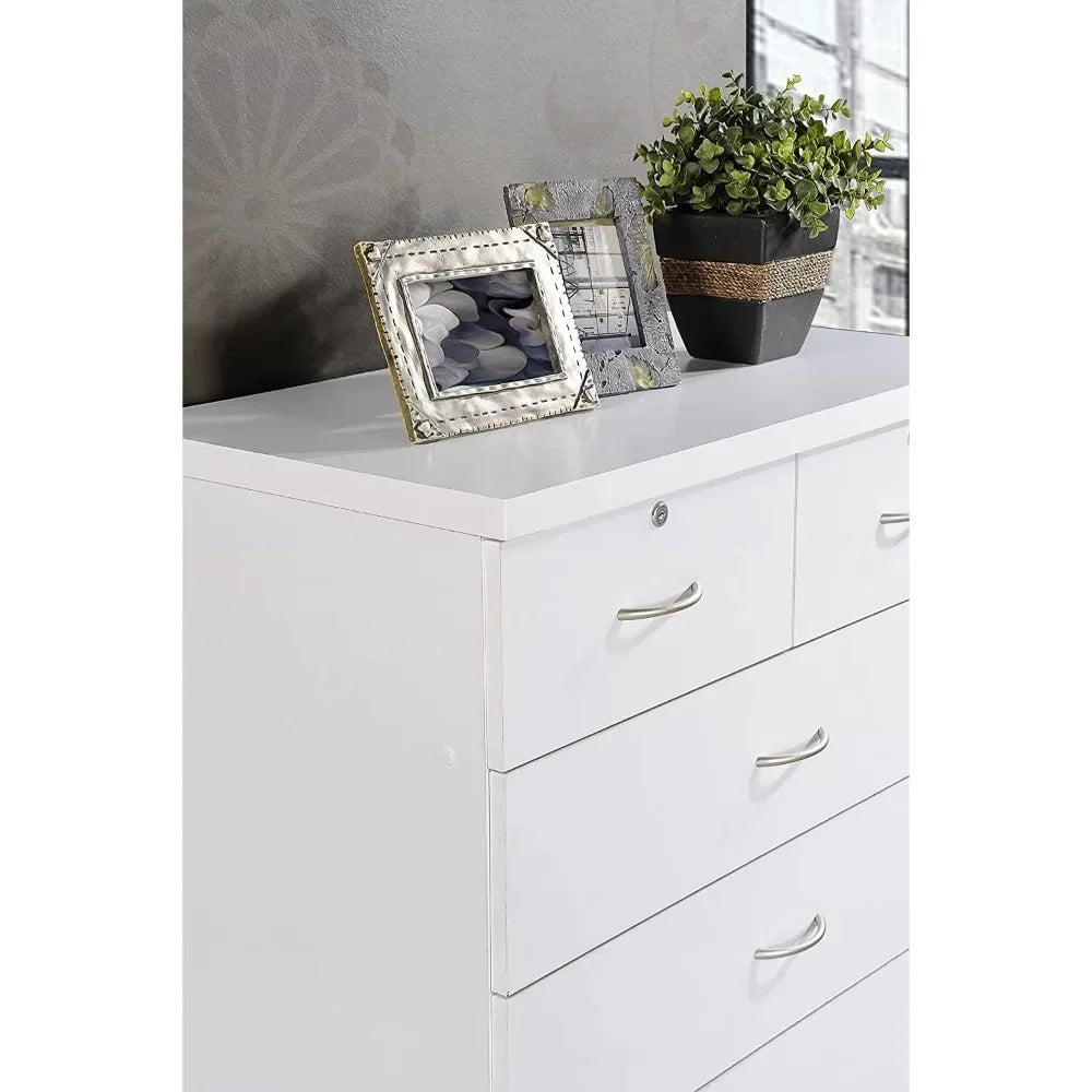 Double-Lock White Drawer Chest