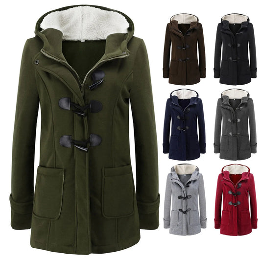 Women Warm Long Sleeve Pullover Hooded Jacket