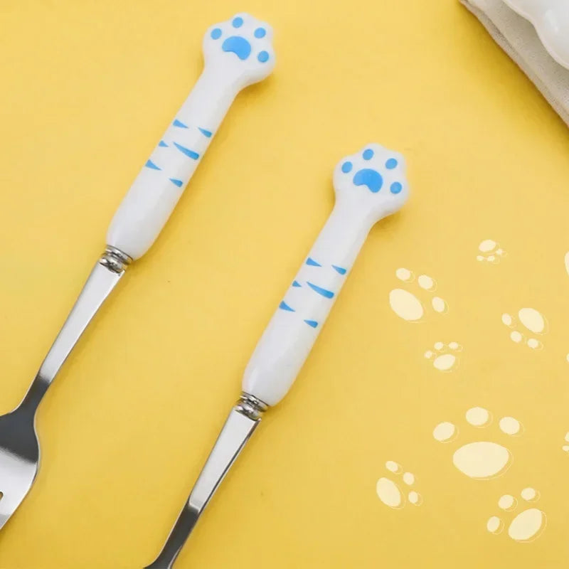 Cute Cat Paw Cutlery Set Stainless Steel Silverware set