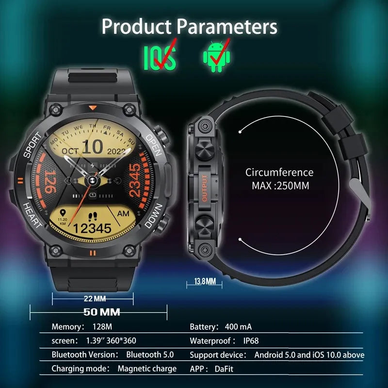 Rugged Military Smart Watch for Men