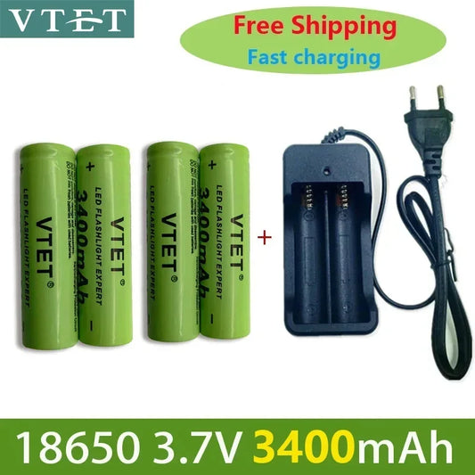 3.7V 18650 3400mAh Rechargeable Battery