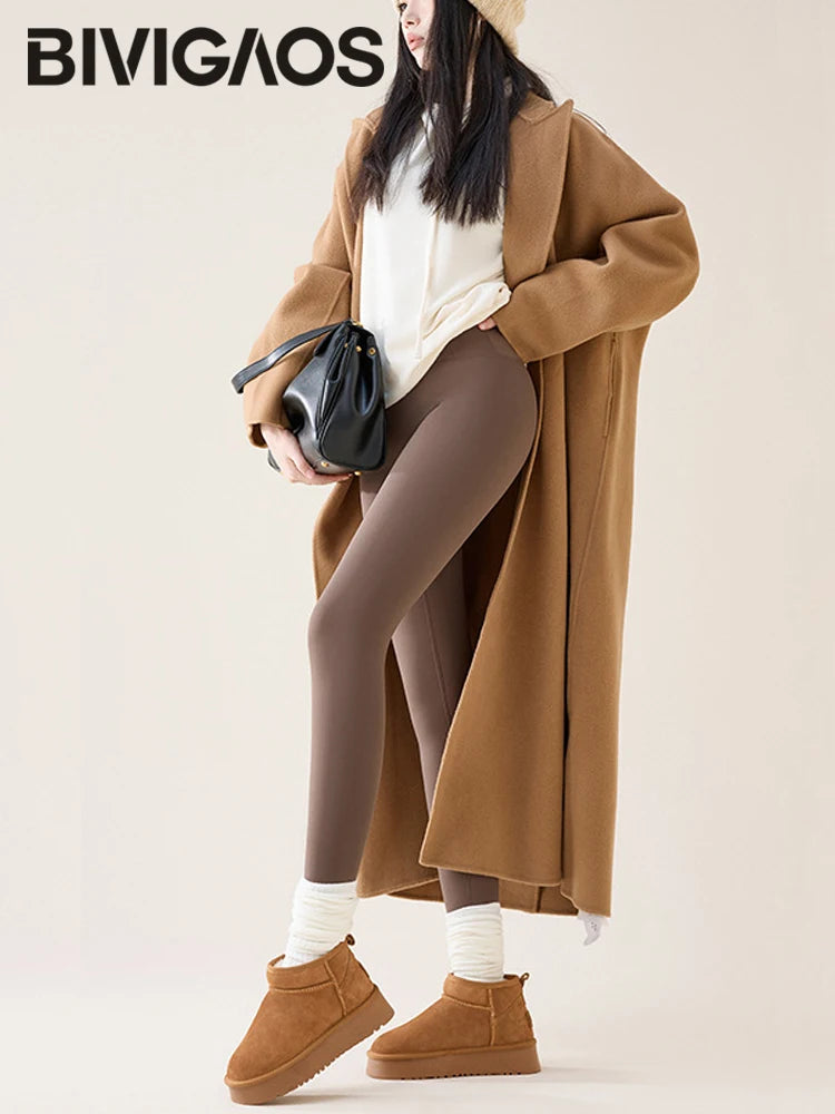 High Waist Fleece Sharkskin Leggings