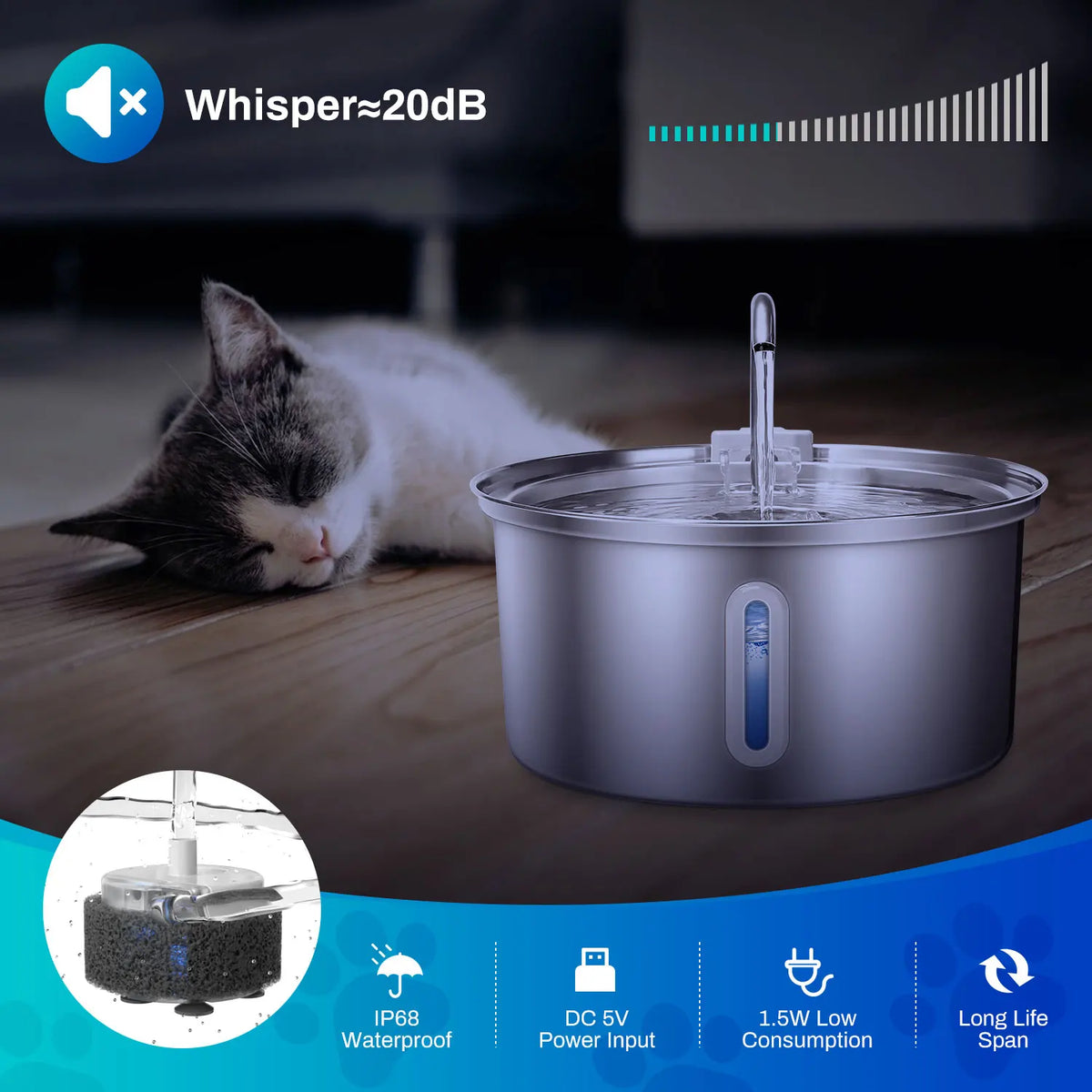Cat Water Fountain 108oz/3.2L