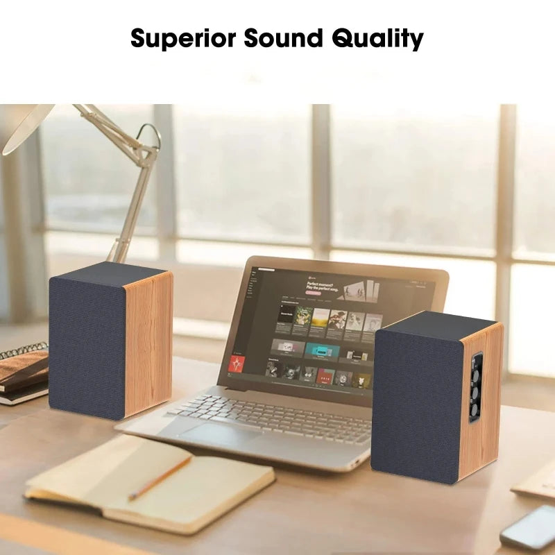 80W Powerful Wood Grain Bookshelf Speake