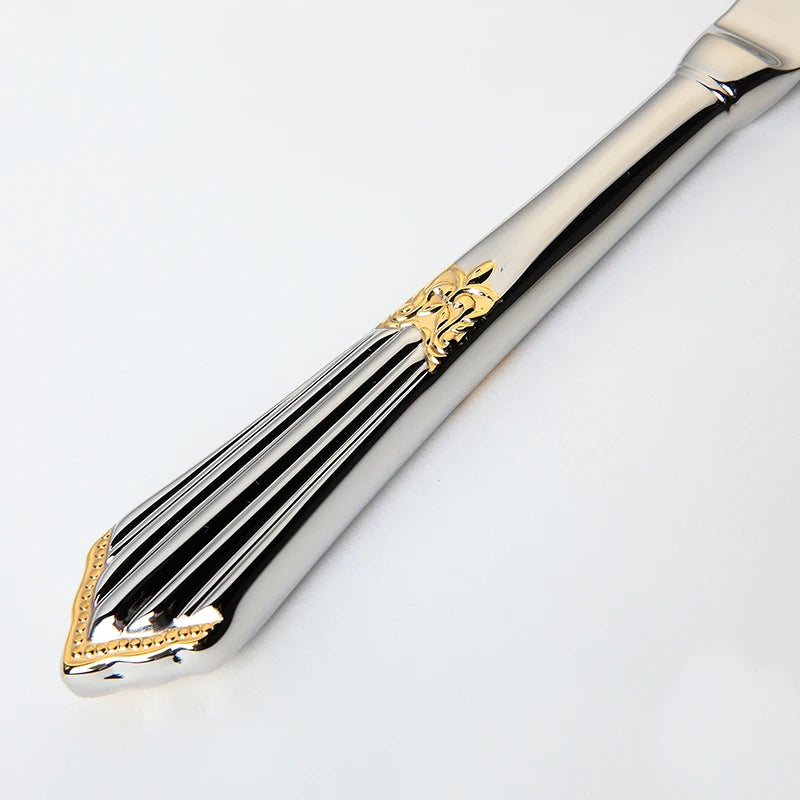 4Pcs Luxury Partial Gold Cutlery Set Dinnerware Set