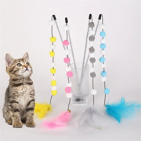 1pcs Pet Interactive Stick Feather Toys