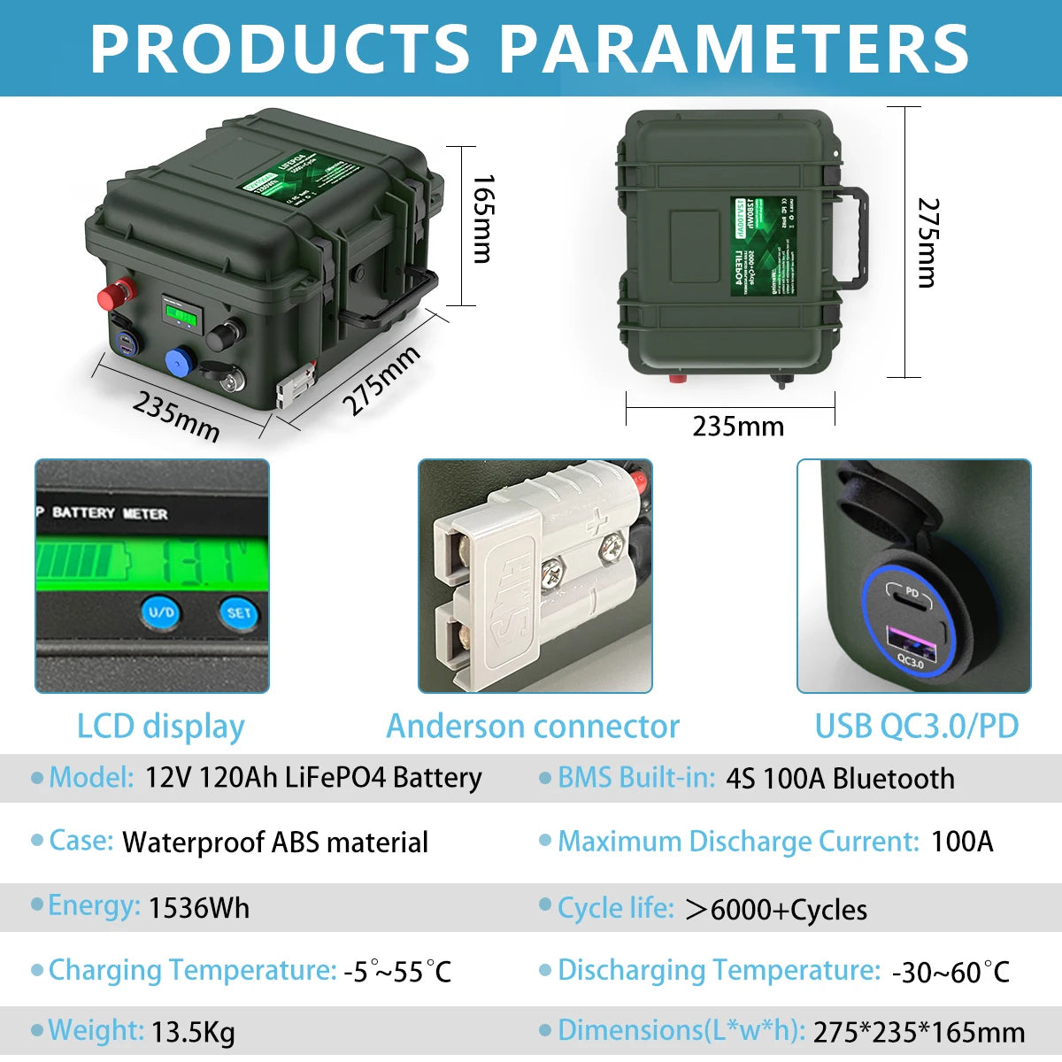 LiFePO4 12V 120AH 100AH 80AH 140AH Battery