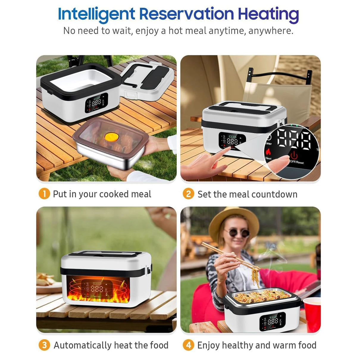 8000mAh Rechargeable Timer Automatic Heating Lunch Box
