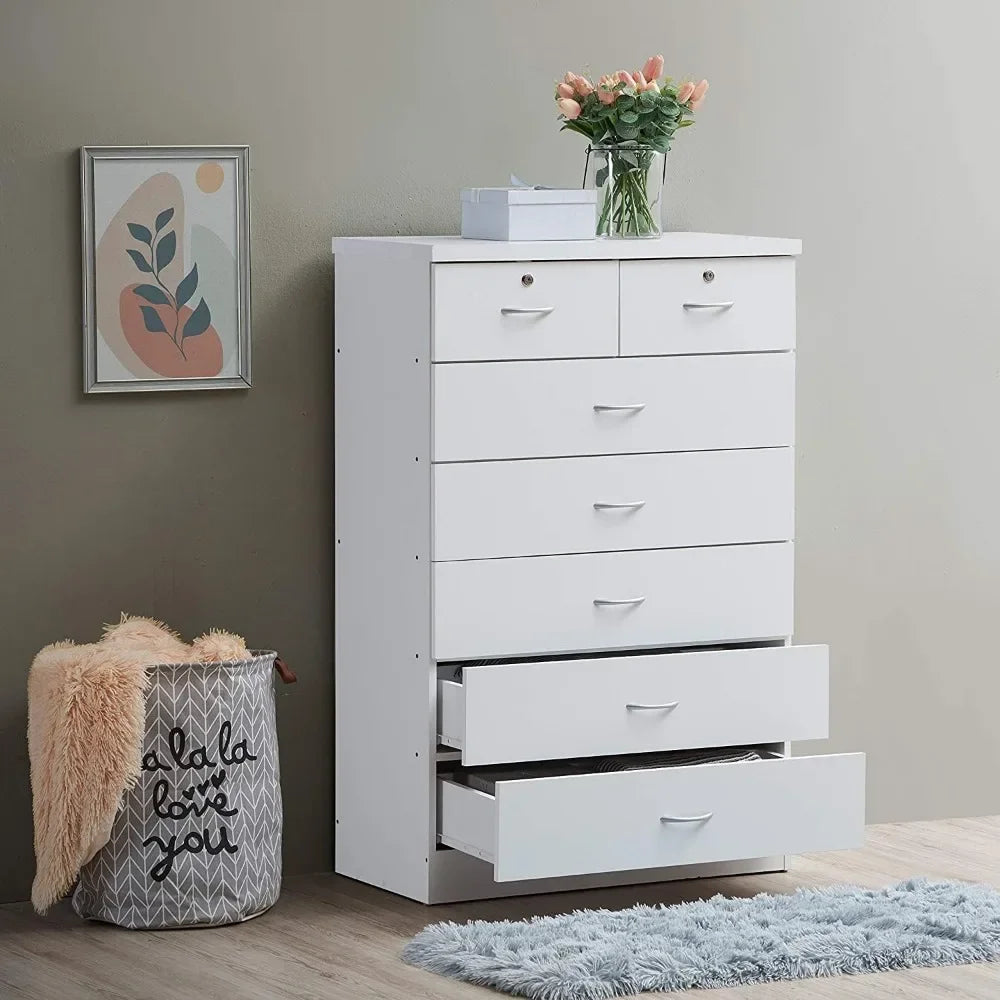 Double-Lock White Drawer Chest