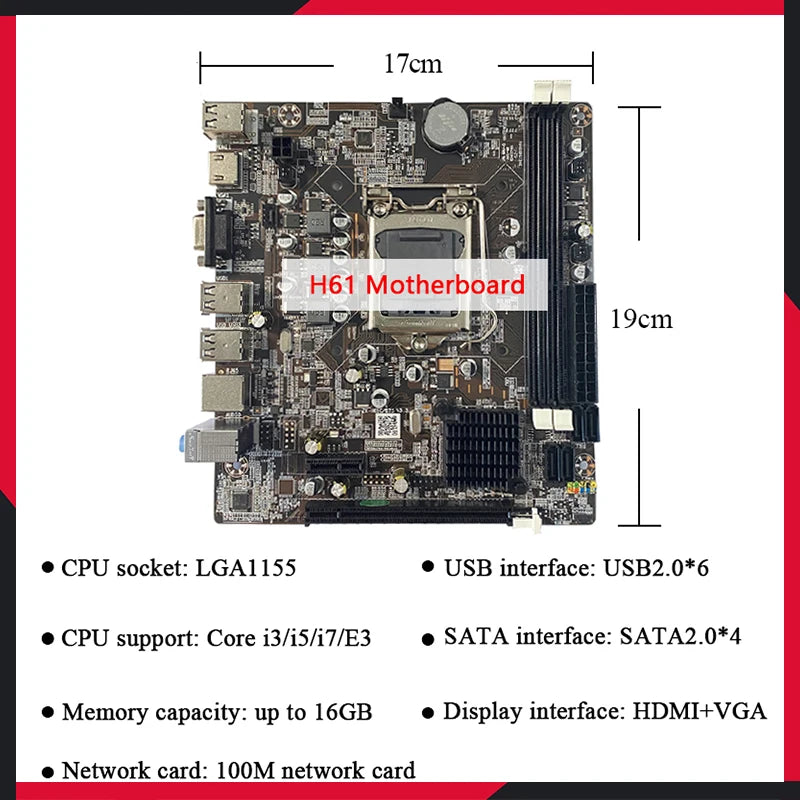 cpu combo H61 lga 1155 core I3 2120 motherboards
