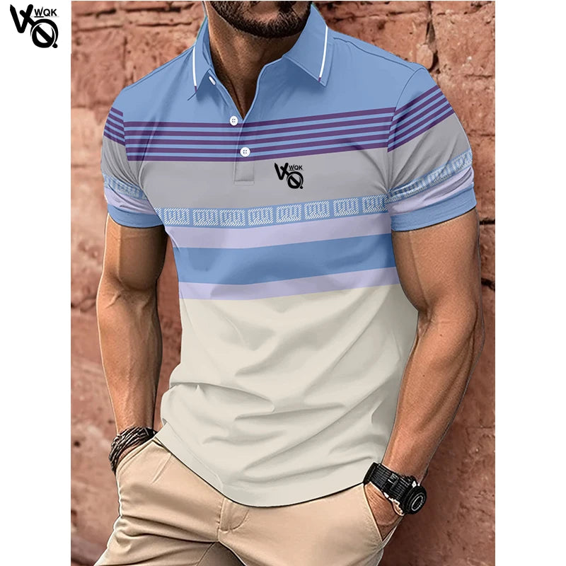 Summer Striped Polo Neck Short