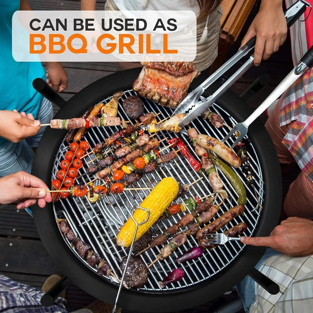 Portable Outdoor Steel BBQ Grill Burning Fire Pit Bowl