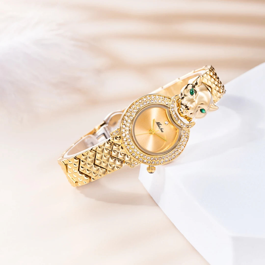 Leopard 3D Bling Diamond Quartz Women Watch