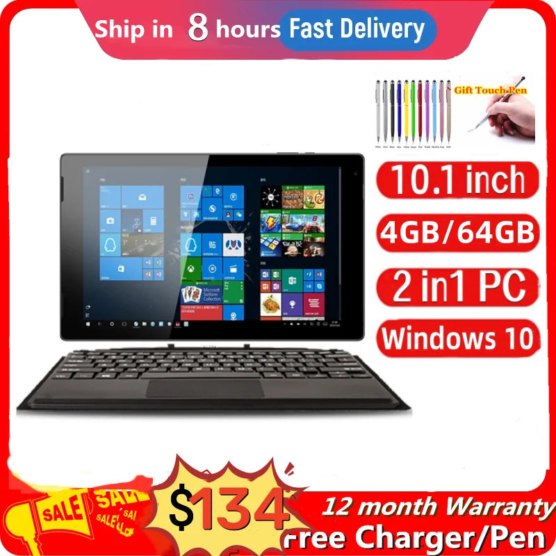 4GB RAM 64GB ROM 10.1 Inch 64 Bit P7 2-in-1 Windows Tablet PC