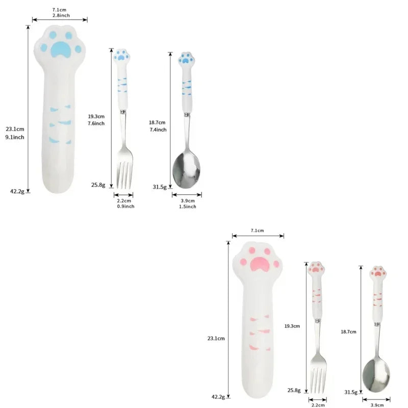 Cute Cat Paw Cutlery Set Stainless Steel Silverware set