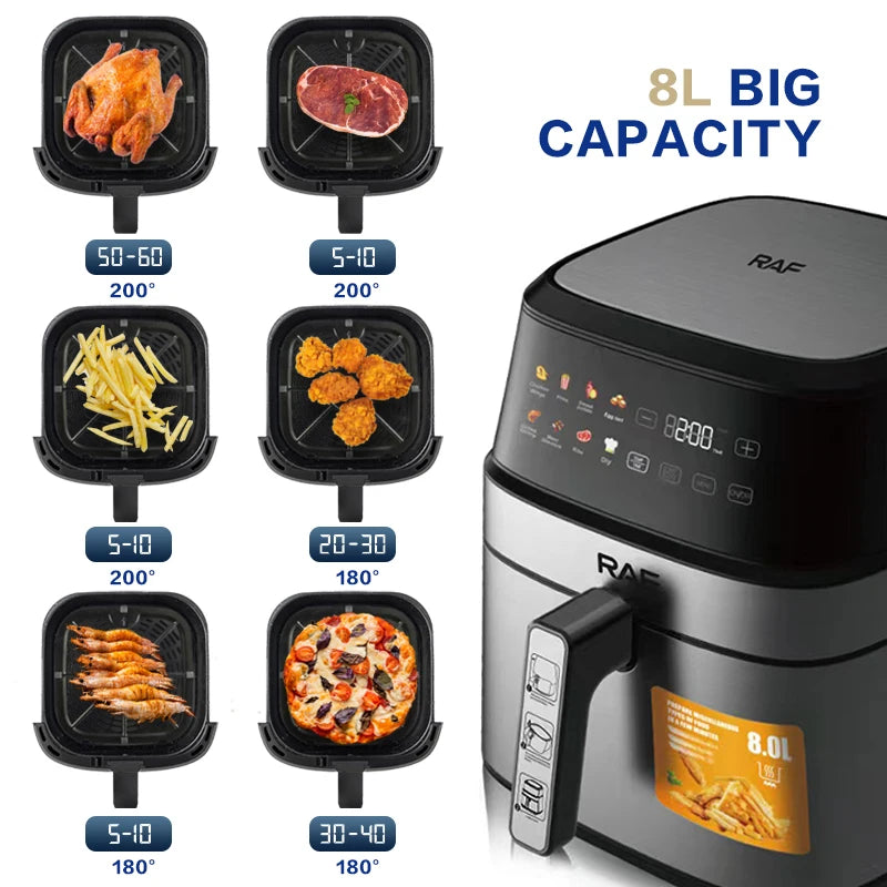 8L Large Capacity Touchscreen Household Air Fryer