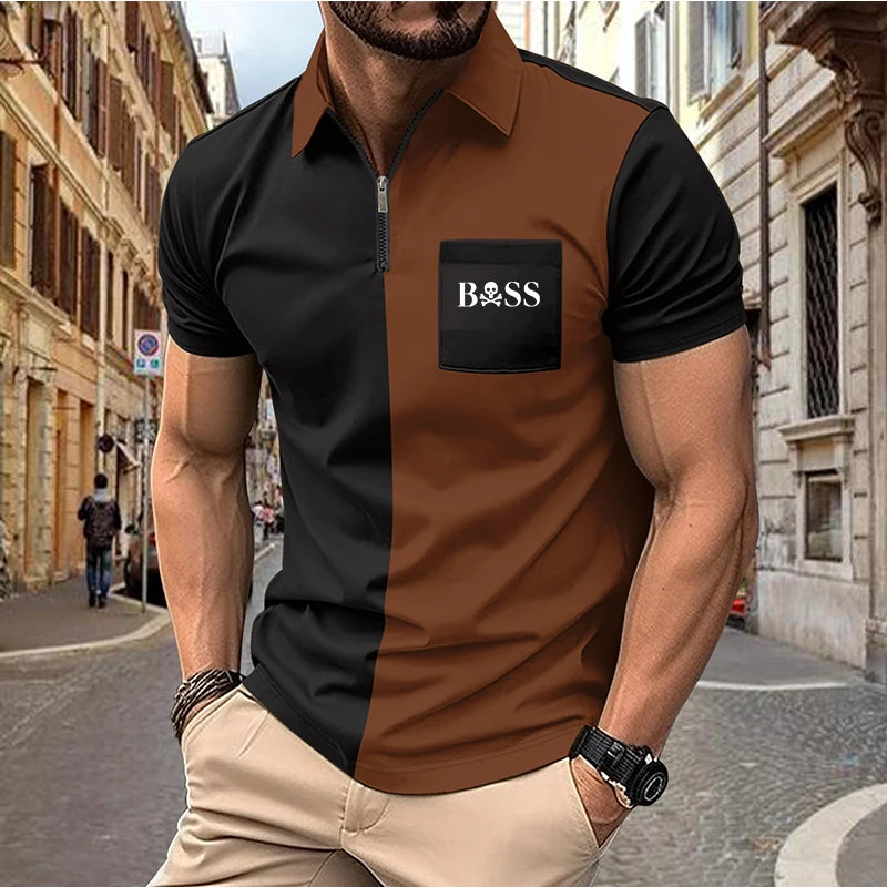 men's printed golf shirt